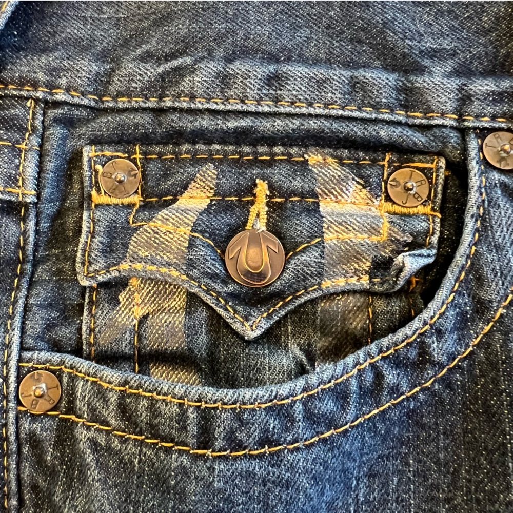 AUTHENTIC True Religion Denim Y2K Bootcut Logo USA Made Jeans Size 33 x 33 EUC - Picture 8 of 16